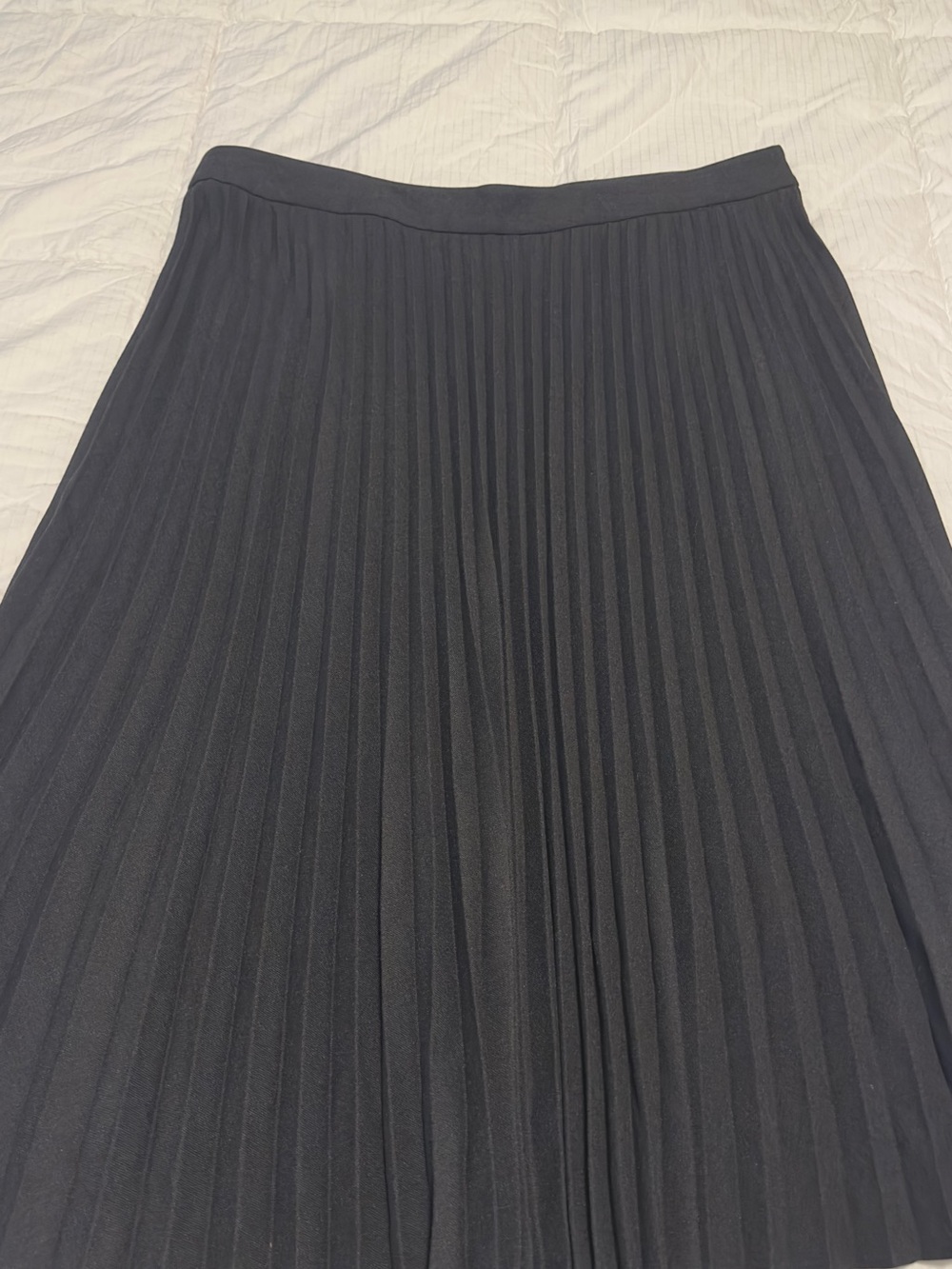 LOFT Black Pleated Midi Skirt